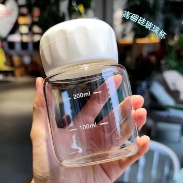 맞춤형 로고 300ml 휴대용 보로 실리케이트 유리 물병