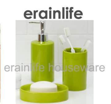 Erainlife houseware factory ERCE-0014 Green elegance style Round ceramic bathroom set