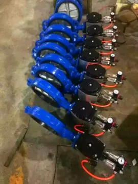 GGG40 Wafer Butterfly Valve With Pneumatic Actuator , PN16, DN80, EPDM Seat
