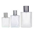 Square frosted glass perfume bottle with sliver sprayer