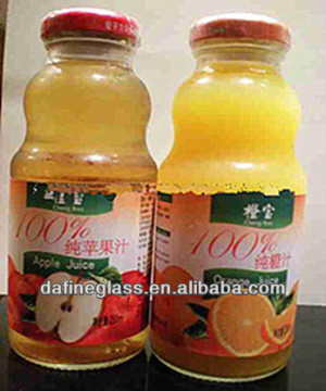 150ml, 200ml, 250ml clear glass beverage bottles with red metal lug caps