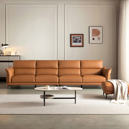 Living room lighting deluxe straight row leather sofa