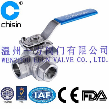 Stainless stee female tee ball valve