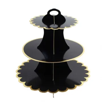 3-Tier Black Cardboard Cupcake Display Stand