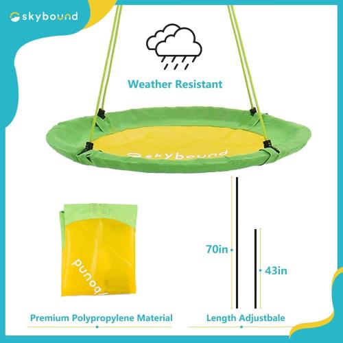 SkyBound 39 Inch Tree Swing Saucer Swing Green/Yellow