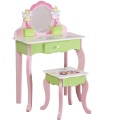 Kids Vanity Table Set With Makeup Mirror