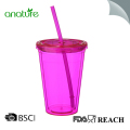 Double Wall Plastic Tumbler Dengan Straw And Tail