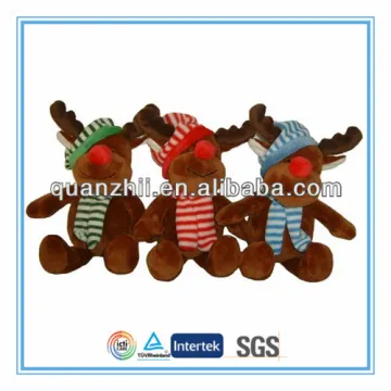 Colorful plush reindeers with scarf & hat