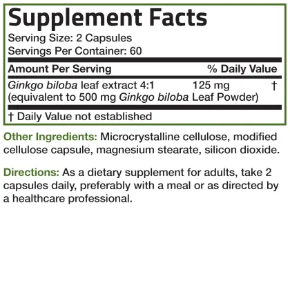 Ginkgo Biloba Support of Brain Ginkgo Biloba capsules