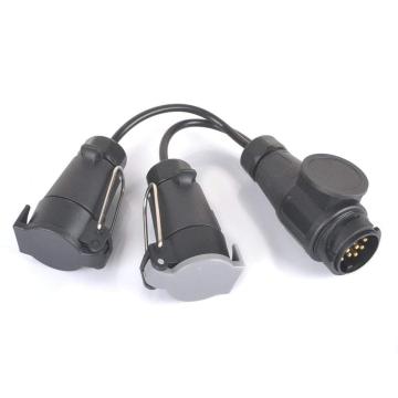 13-Pin Plug to 2 x 7-Pin Sockets Caravan Trailer Towing Converter Adapter Lead