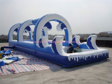 Fire Retardant 0.55mm Thickness Pvc Tarpaulin Inflatable Hippo Slide / Pool Slide