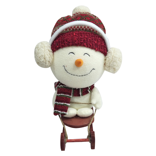 Christmas skiing snowman decoration white plush