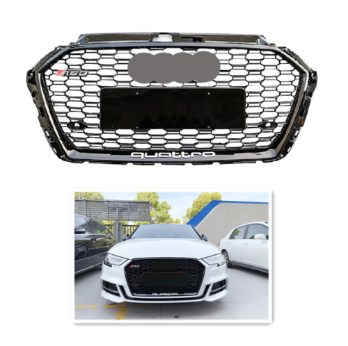 Gloss Black Honeycomb Audi RS3 Radiator Grille for Audi A3 8V Facelift 2017-2020