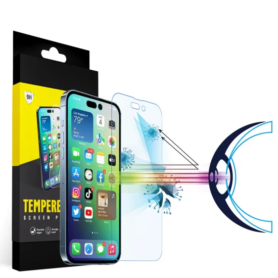 High Transparent Anti-Blue Light Tempered Glass Screen Protector for iPhone 11/12/13/14 Pro Max