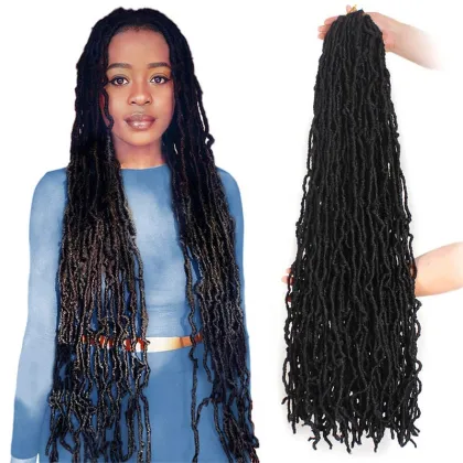 18 Inch Nu Faux Locs Crochet Hair Curly Wavy Goddess Locs Crochet Braids Hair Black Synthetic Faus Locs Braiding Hair for Women