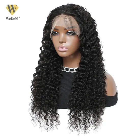 Wholesale Unprocessed 150% Density 100% Virgin Brazilian Human Hair Deep Wave Lace Front Wigs For Black Woman