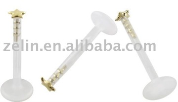 Bio-Plast Lip Labret with Star Shaped 14K Gold Head