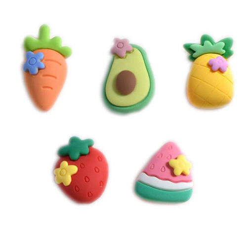 Cartoon Resina di Verdure Charms Parte Posteriore Piatta Frutta Stella Pendenti per Accessori Per Capelli Slime Filler Decorazione Della Casa Fatti A Mano