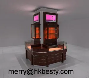 European style Island  Jewelry kiosk display case and showcase with LED