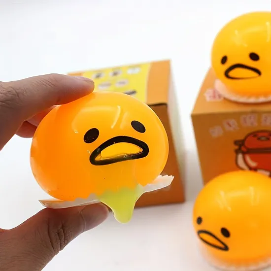 Stress Relief and Fun: Promotional Toys, Yellow Squishy Puking Egg Yolk Stress Ball Toys & PVA Egg Toy