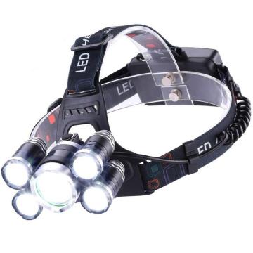 Ihualite 10W LED ชาร์จไฟ 5 หัวไฟคบเพลิง 5 หัวสำหรับกิจกรรมกลางแจ้ง