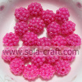 Perles de petites baies en acrylique solide de couleur rose rose de haute qualité