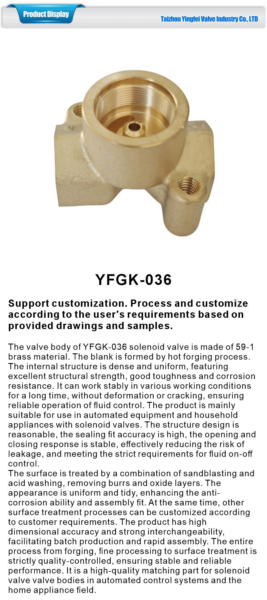 Solenoid Valve Body For Domestic Appliances