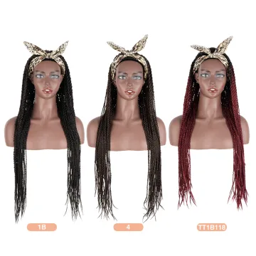 Middle Brown 34 inches Two plait wholesale Braided Wigs Long Twist Braids style synthetic hair headband wig for black women