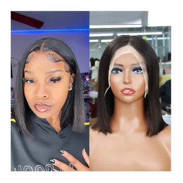 Wholesale Peruvian Bob wigs Cheap Price 13*4 Lace Front Human Hair Short Bob Wig, 150% Density Lace Front Bob Human Hair Wigs