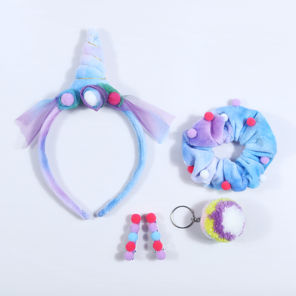 New Girl's Pluche Unicorn Hair Band Gift Set