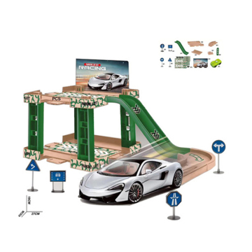DIY Green Parking Lot Game Toy Toy Car Puzzle: เลื่อนและแข่งรถเพื่อความสนุก