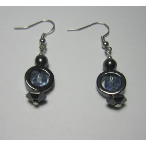 Hematite Earring with silver color finding