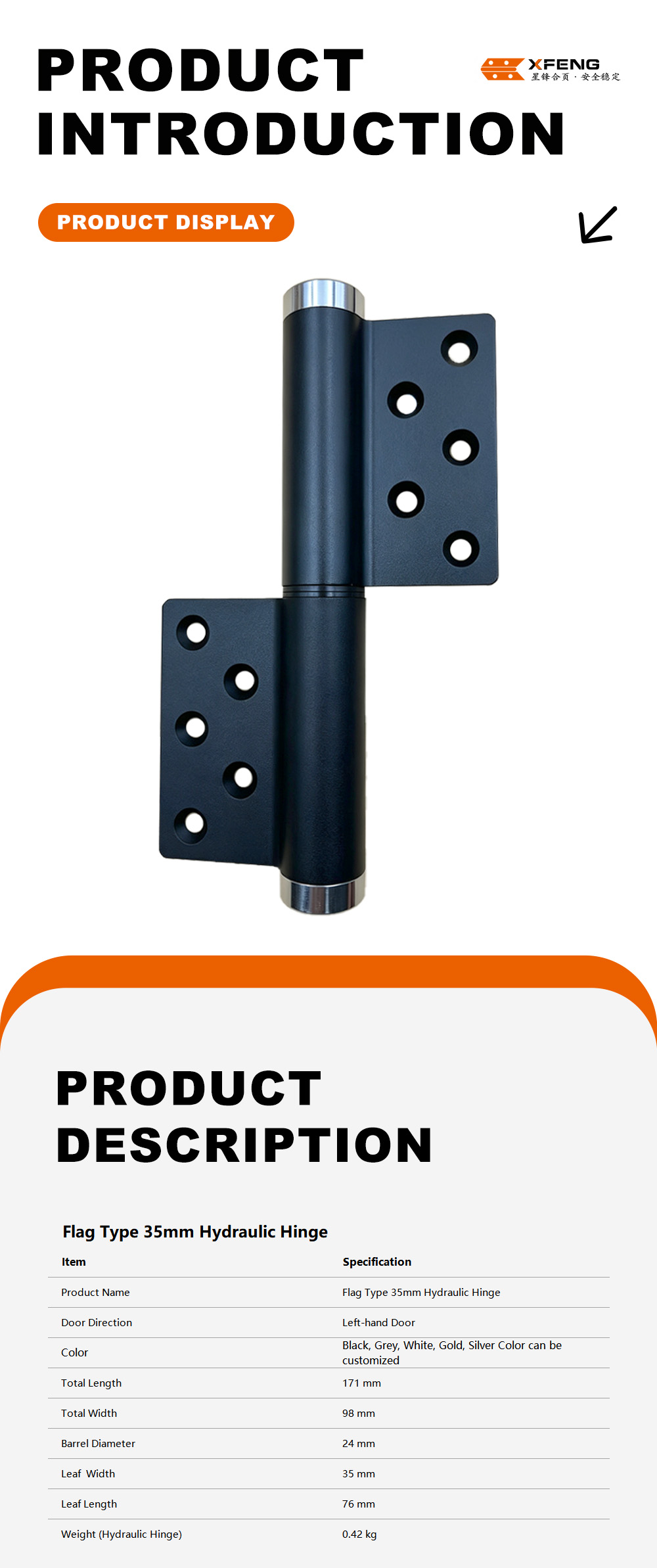 2-Flag Type 35mm Hydraulic Hinge-x