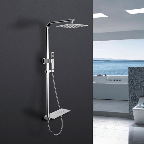 Non-thermostatic Faucet Shower Column Brass Flat Design Shower Column with Luxury Shelf Manufactory