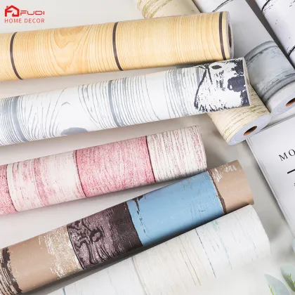 Wood Brown Look Cabinet Countertop Shelf Wall Decor Wallpaper