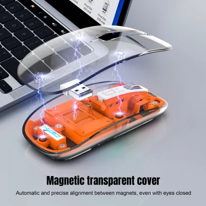 Wireless Transparent Tri Mode Mouse BT 2.4ghz Rechargeable Type C Silent Office Mouse for Laptop and Tablet