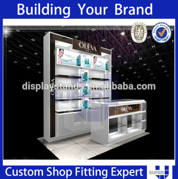 wooden cosmetic mall kiosk furnitures for cosmetic display