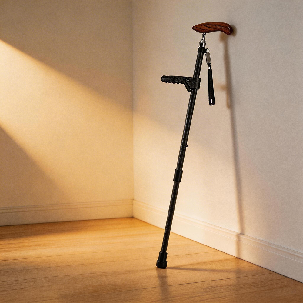 Black Foldable Ergonomic Cane with Armrest - View 8