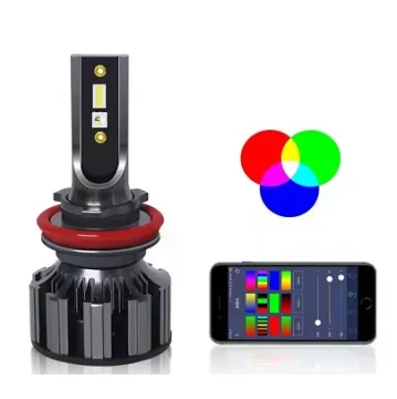 High Quality RGB LED Headlight Bulb 3000K 6000K 8000K Multi-Colors Voice Remote