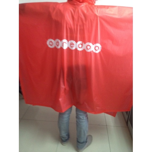 Stock Red pvc poncho with logo