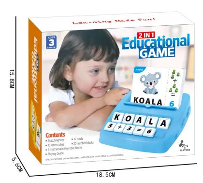 2 in 1 letter vocabulary learning machine 32 cards/10 letter cubes/20 number blocks words educational game learning machine