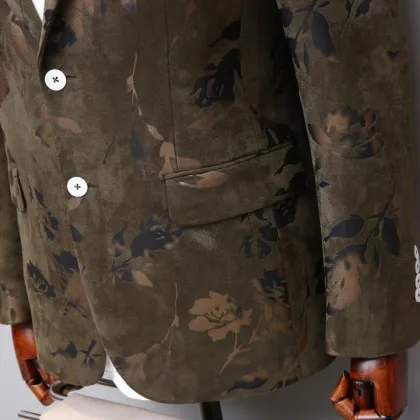 Custom Printing Fashion Men's Green Blazer Suit