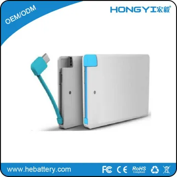 customed made power bank credit card size adapter charger with charging cable