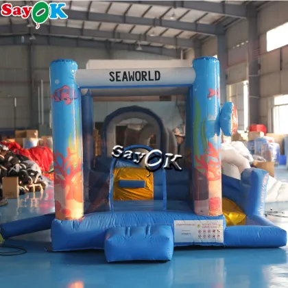 Colorful Inflatable Bouncy Castle Seaworld Combo Bouncer Slide