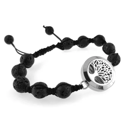 Adjustable lava bead diffuser locket bracelet