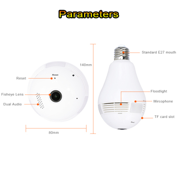 2.0MP 360° Panoramic Wireless Wifi Bulb IP Camera