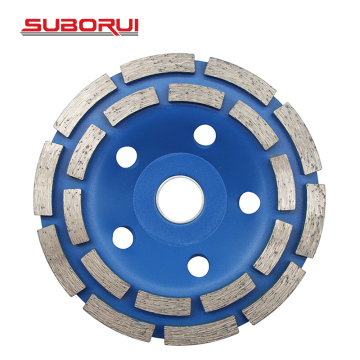 SUBORUI 4.5inch 115mm Double Row Diamond Cup Grinding Wheel for Stone, Concrete, and Marble Cutting