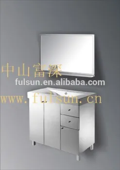 Floor Standing Stainless Steel Bathroom Hand Wash Basin Mirror Vanity Cabinet Furniture
