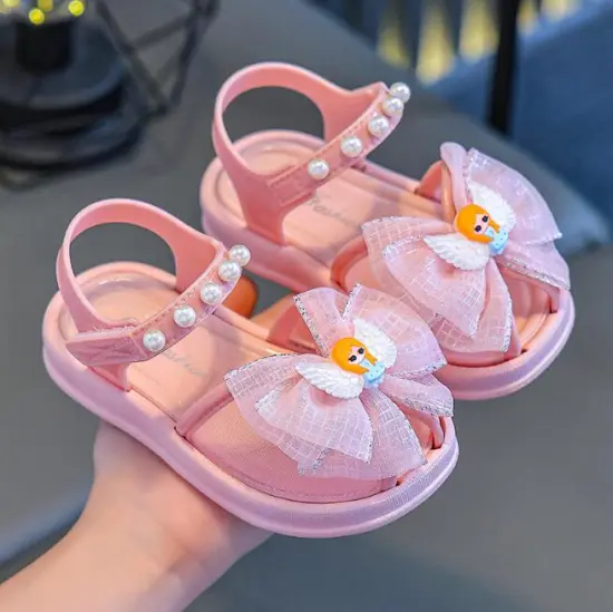 Girls' Butterfly Bow Lightweight Princess Sandals: Summer Fashion Beach Shoes with Soft Soles