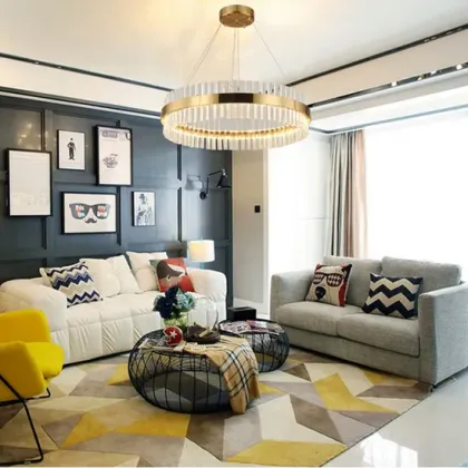 Modern Hanging Luxury Chandelier Brass Crystal Ceiling Lamp